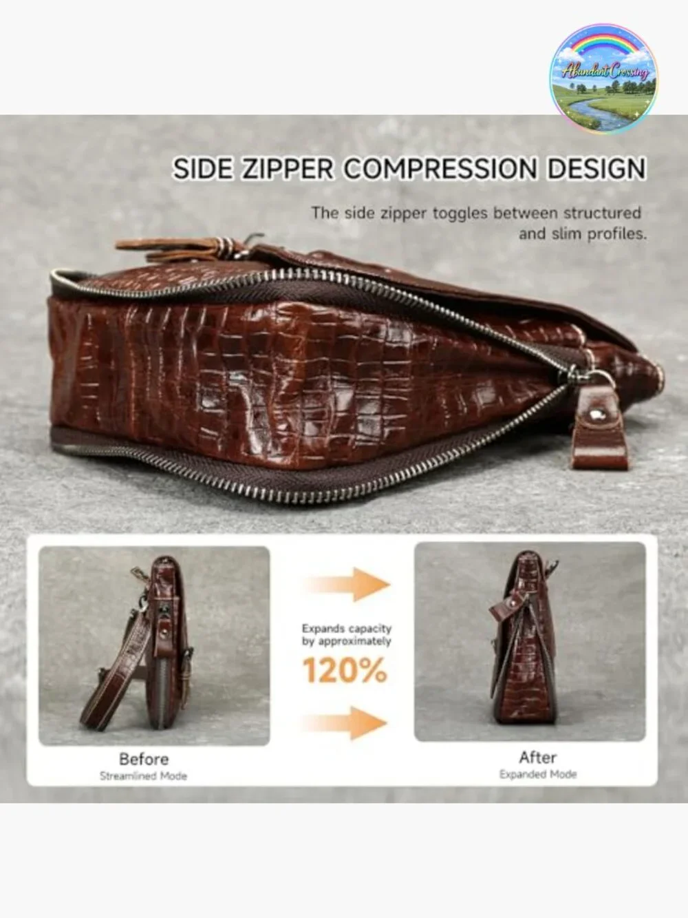 Genuine Leather Mini Messenger Bag Crocodile Embossed Crossbody Sling Bag
